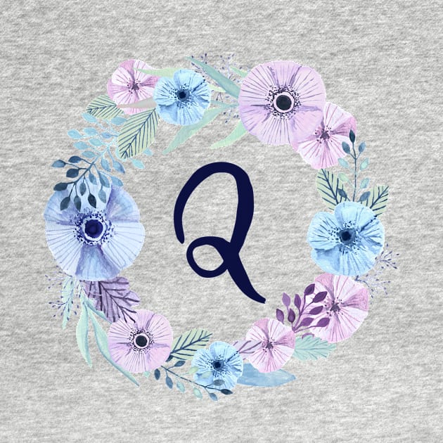 Floral Monogram Q Icy Winter Blossoms by floralmonogram